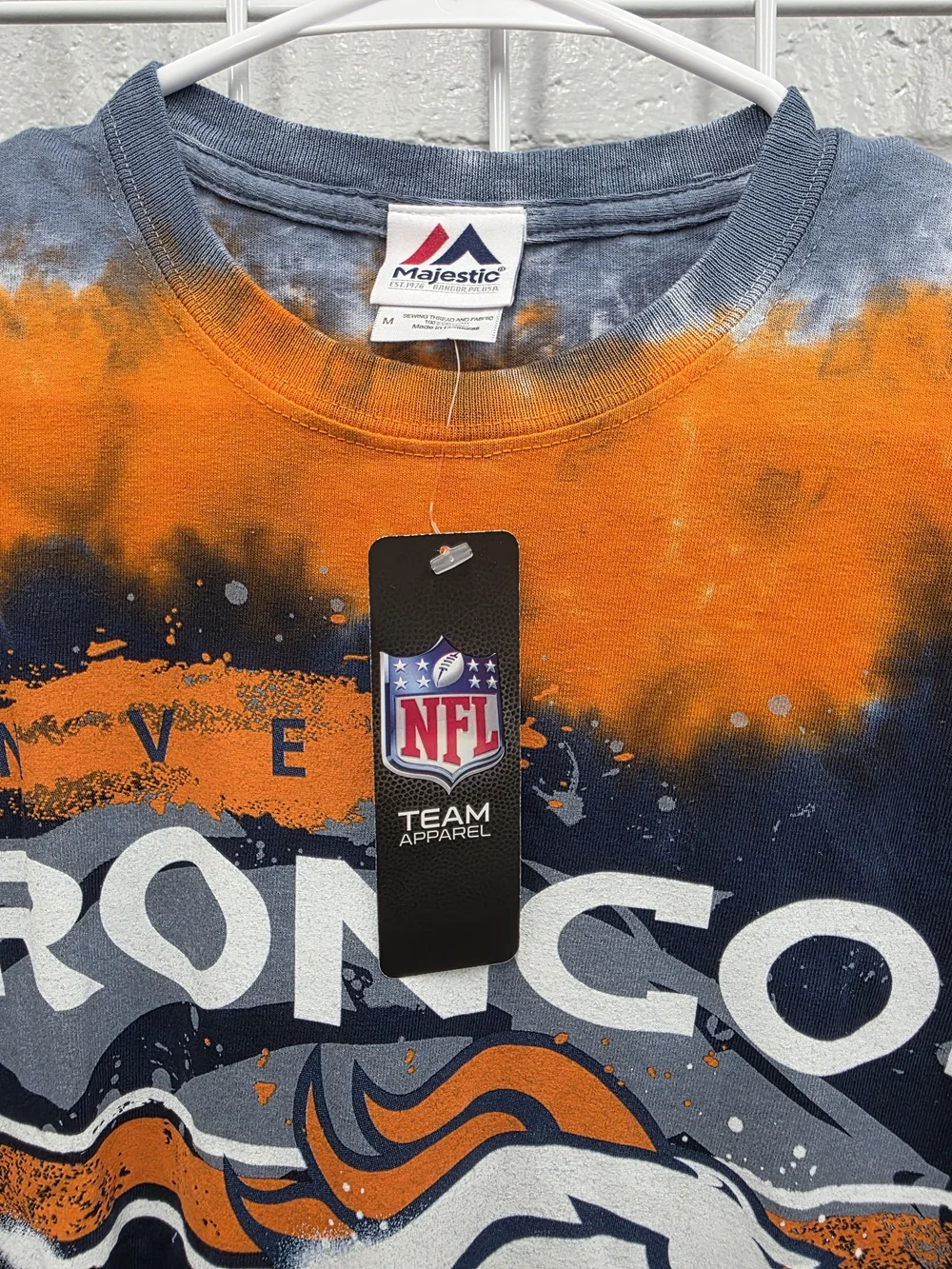 NFL Denver Broncos Orange & Navy Tie-Dye Tee Size Medium